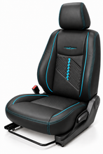 Elegant checker black pblue seat cover design