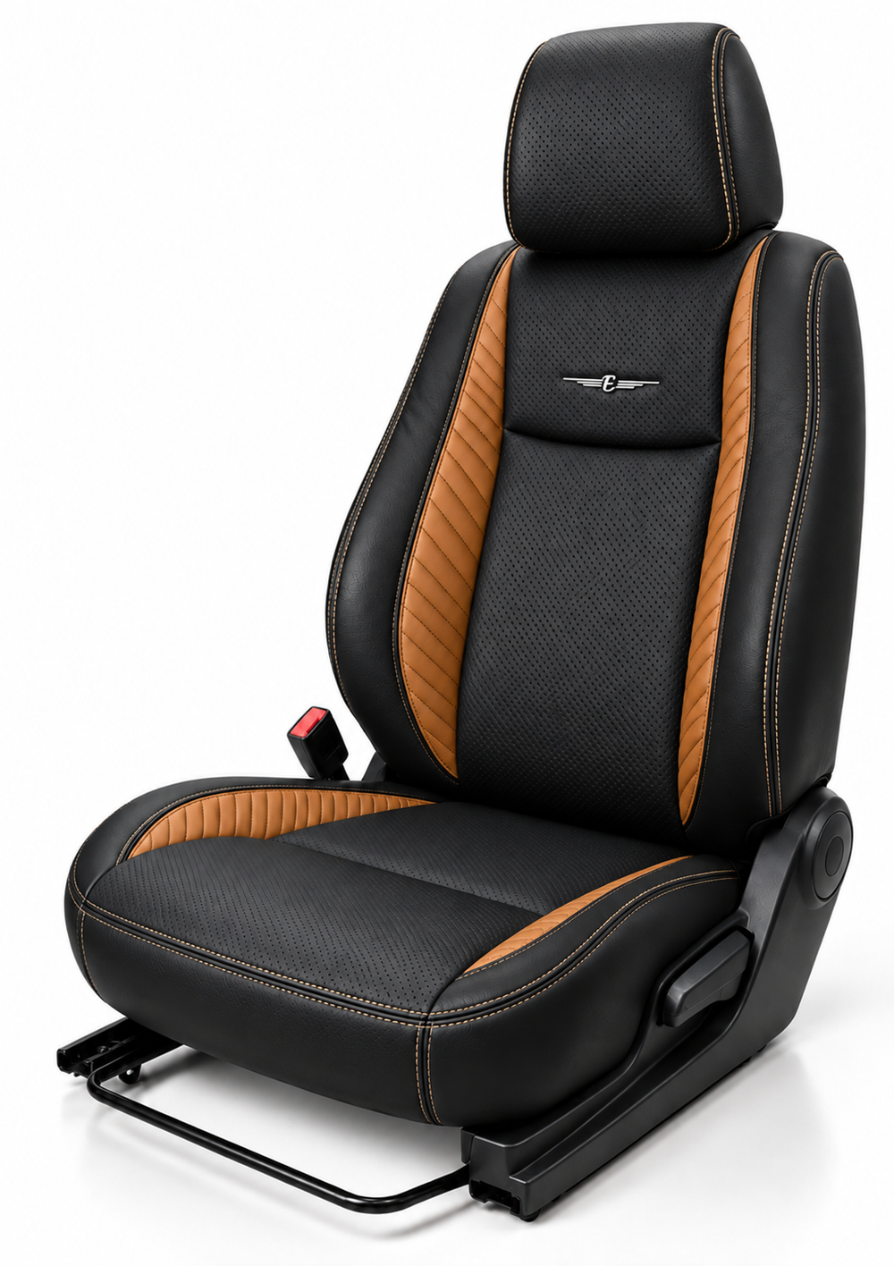 Elegant edge black tan seat cover design