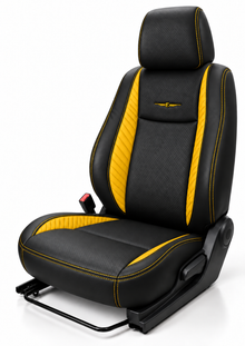 Elegant edge black yellow seat cover design
