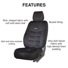 Load image into Gallery viewer, Features of Emperor Velvet Fabric Car Seat Cover For Toyota Taisor | in Black Colour | Elegant Auto Retail
