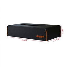 Load image into Gallery viewer, Nappa Leather Tissue Box Black and Orange
