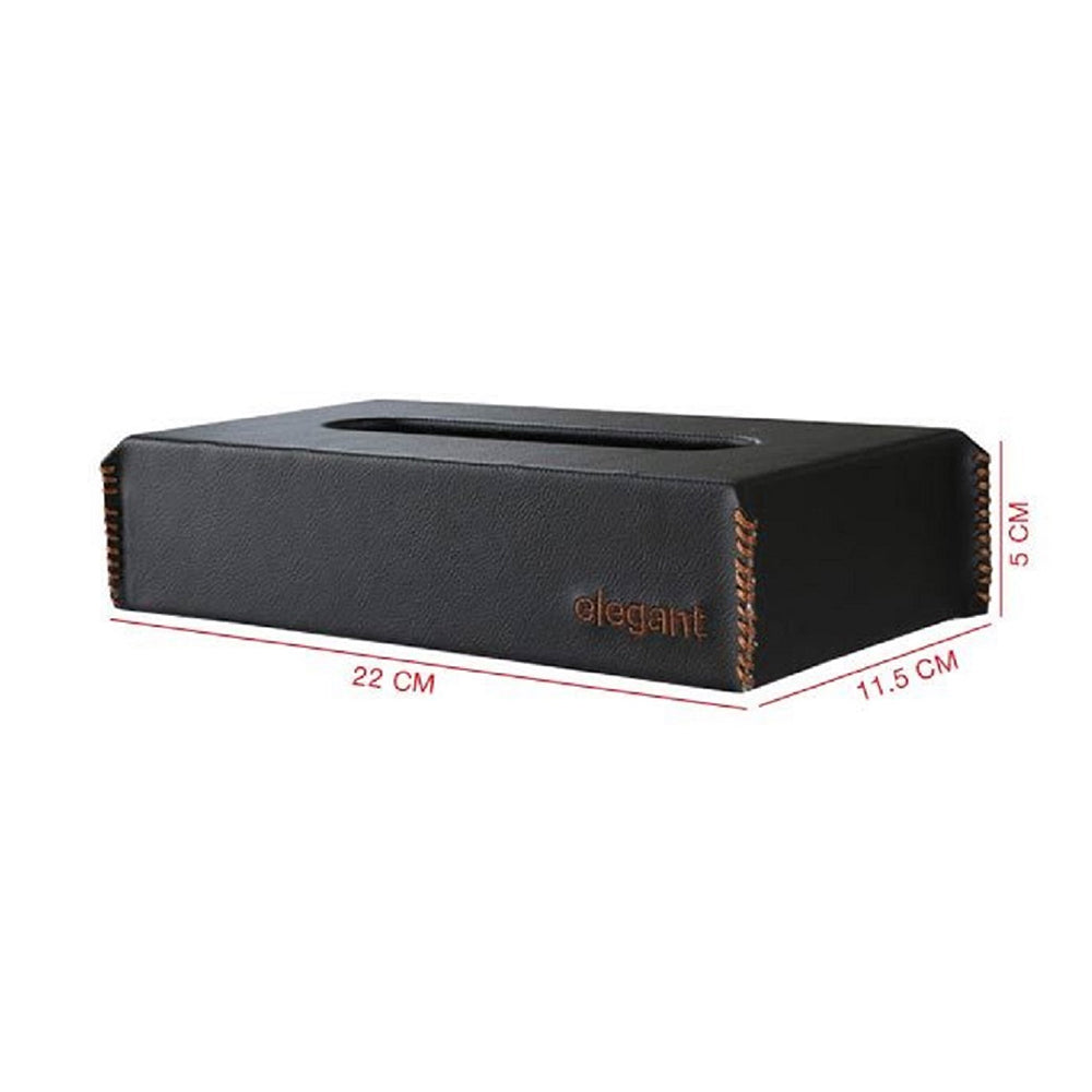 Nappa Leather Tissue Box Black and Tan | Elegant Auto Retail 