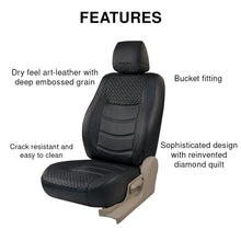 Load image into Gallery viewer, Features of Vogue Galaxy Art Leather Car Seat Cover For Mahindra XUV 400 EV | in Black Colour | Elegant Auto Retail
