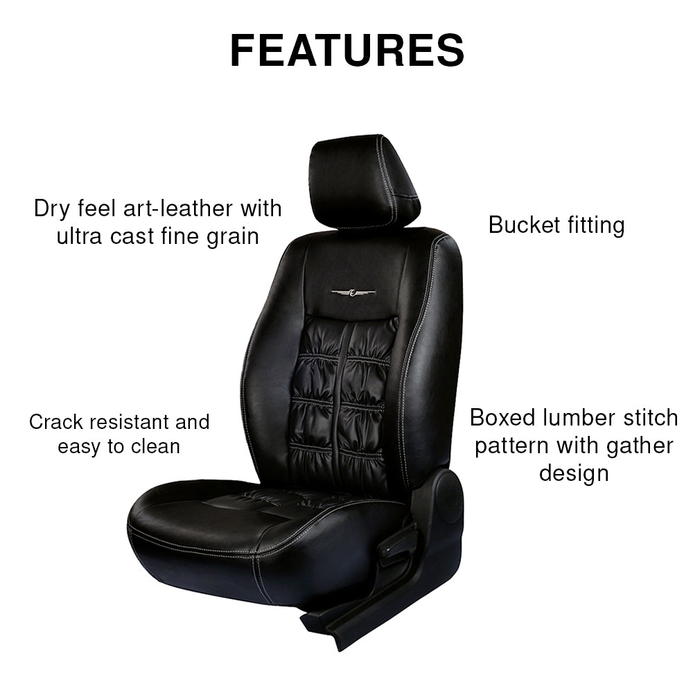 Nappa Grande Art Leather Car Seat Cover For Ford Endeavour Black  | Elegant Auto Retail