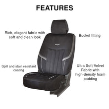 Load image into Gallery viewer, Features of King Velvet Fabric Car Seat Cover For Honda Civic - Black | Elegant Auto Retail
