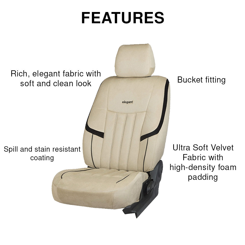 King Velvet Fabric Car Seat Cover Beige For Maruti Victoris