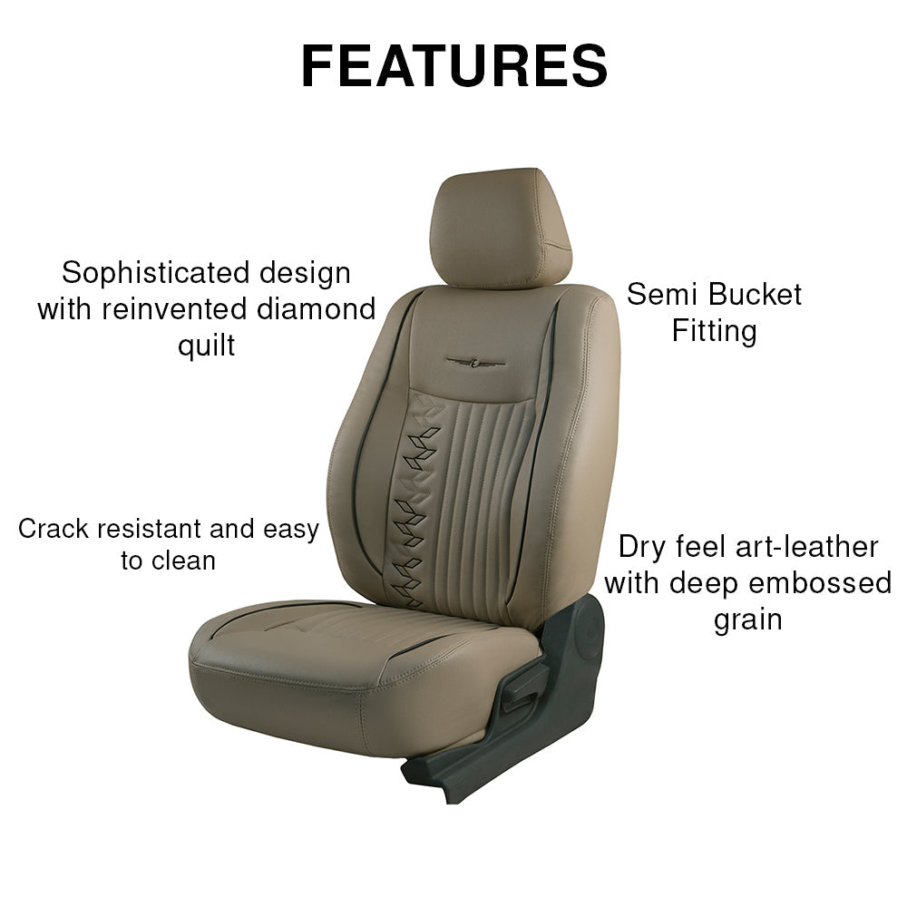 Vogue Knight Art Leather Car Seat Cover Black For Hyundai I10  In Beige Black  | Elegant Auto Retail