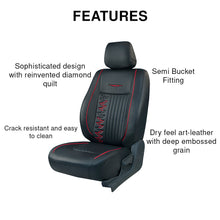 Vogue Knight Art Leather Car Seat Cover For Ford Endeavour Black- Red | Elegant Auto Retail