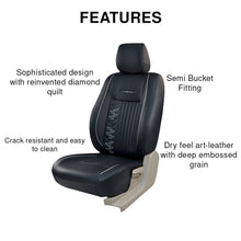 Vogue Knight Art Leather Car Seat Cover Black For Hyundai I10   In Black White | Elegant Auto Retail