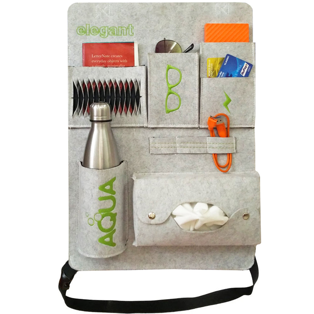 Blaze Car Back Seat Organizer Grey & Green | Elegant Auto Retail