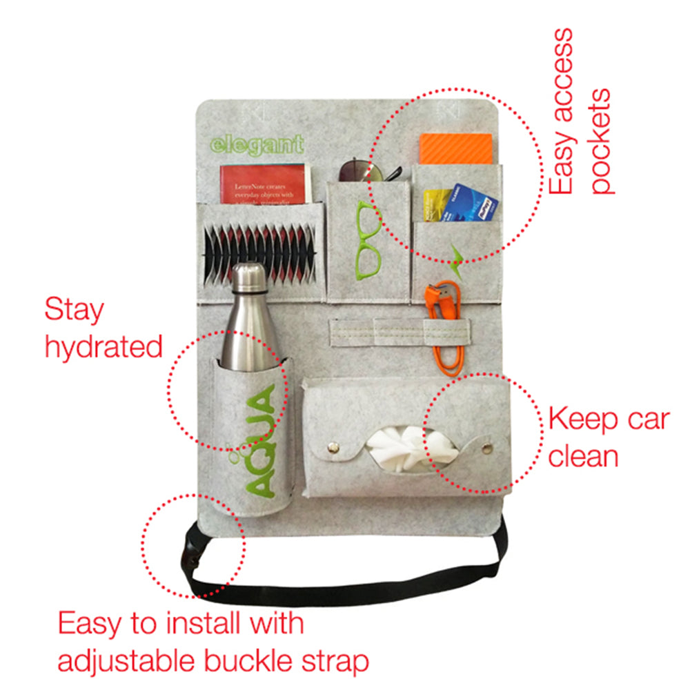 Blaze Car Back Seat Organizer Grey & Green | Elegant Auto Retail