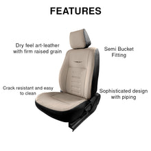 Load image into Gallery viewer, Features of Vogue Oval Plus Art Leather Bucket Fitting Car Seat Cover For Toyota Taisor - Black Beige | Elegant Auto Retail
