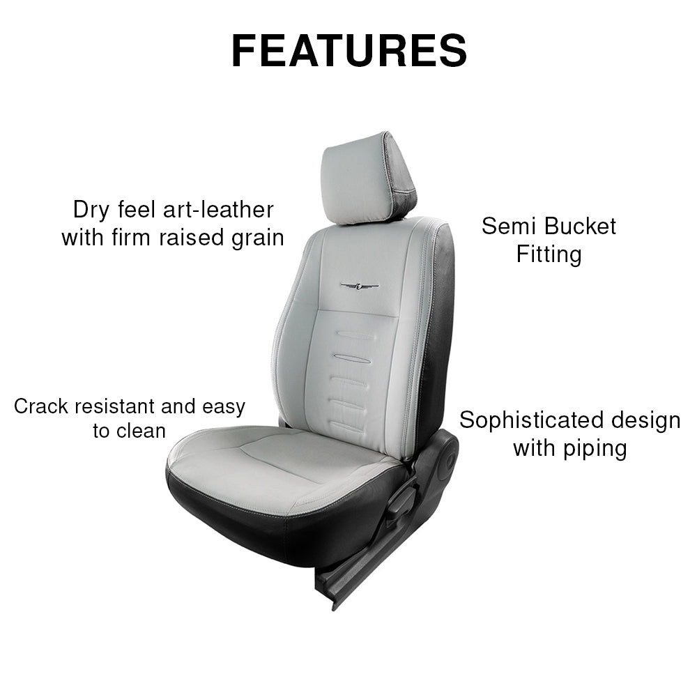 Vogue Oval Plus Art Leather Bucket Fitting Car Seat Cover Black And Grey For Mahindra Scorpio