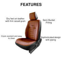 Load image into Gallery viewer, Vogue Oval Plus Art Leather Bucket Fitting Car Seat Cover Black And Tan For Maruti Brezza
