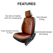 Load image into Gallery viewer, Features of Vogue Oval Plus Art Leather Bucket Fitting Car Seat Cover For Toyota Taisor - Black Tan | Elegant Auto Retail
