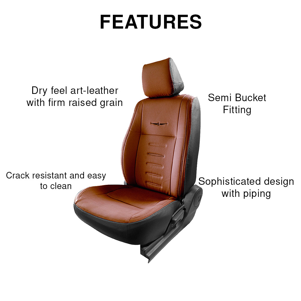 Vogue Oval Plus Art Leather Bucket Fitting Car Seat Cover Black And Tan For Toyota Urban Plus Cruiser