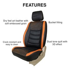 Load image into Gallery viewer, Glory Prism Art Leather Car Seat Cover Black and Orange For Maruti Brezza

