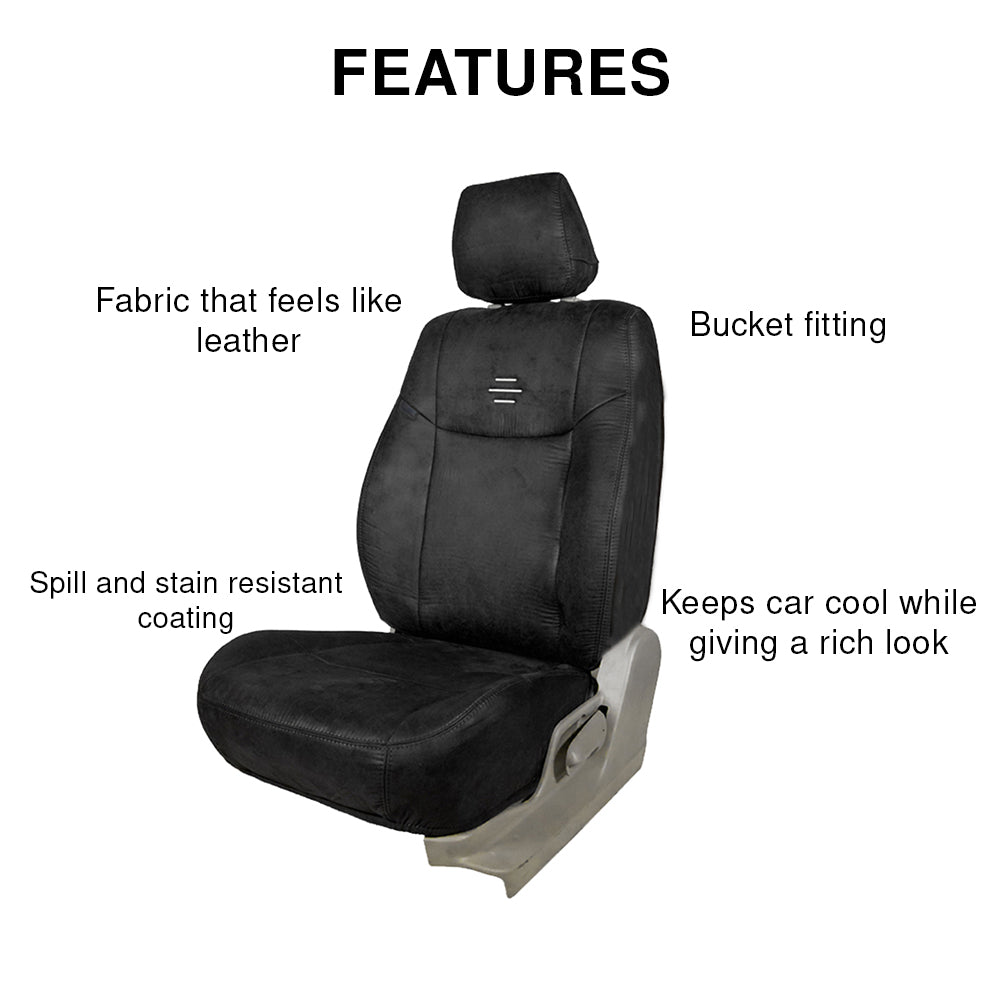Nubuck Patina Leather Feel Fabric Car Seat Cover Black For Toyota Glanza