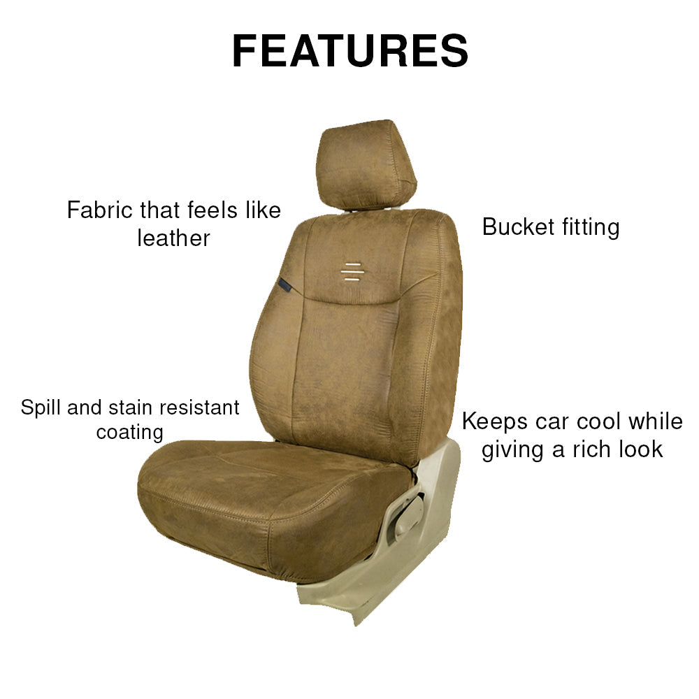  Nubuck Patina Leather Feel Fabric Car Seat Cover ForFord Endeavour | in Beige Colour | Elegant Auto Retail