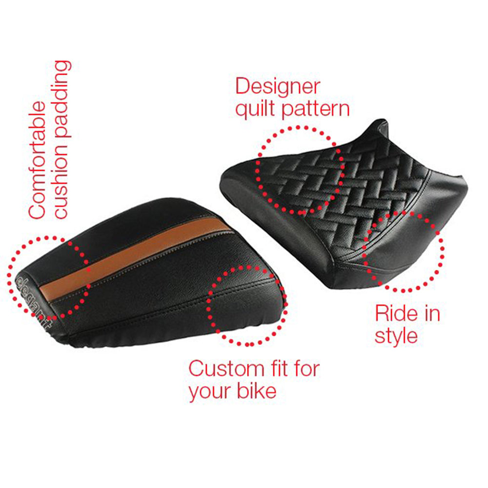 Prime Luxury Twin Bike Seat Cover Black and Tan for KTM Duke
