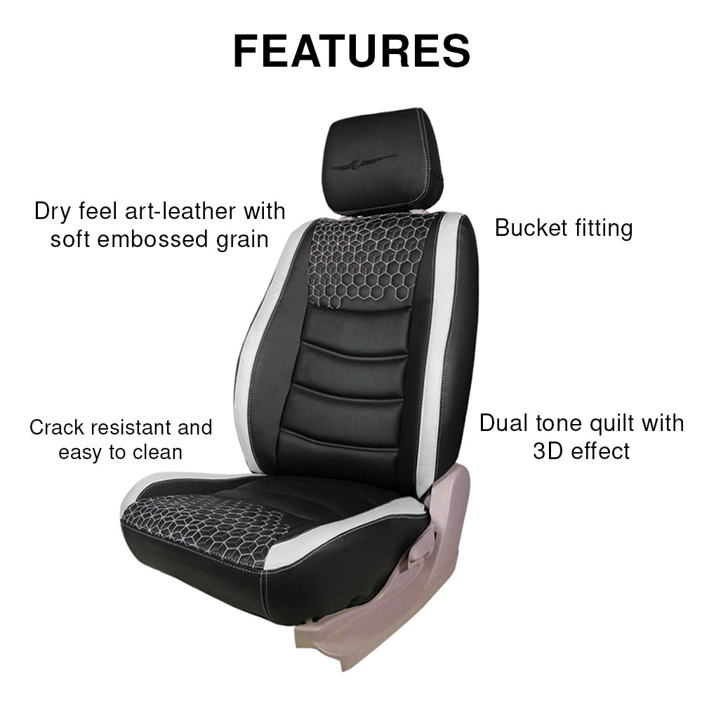 Glory Prism Art Leather Car Seat Cover Black and Grey For Maruti Brezza