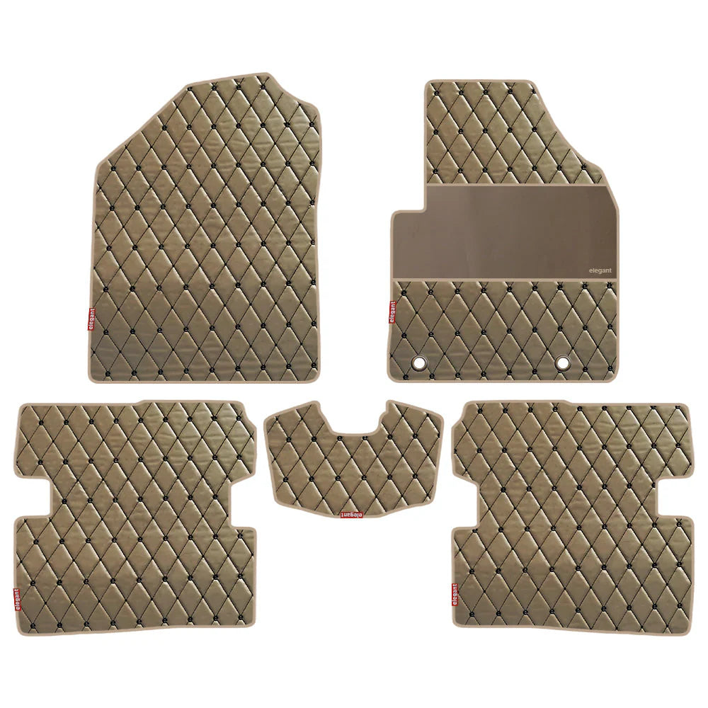 Luxury Leatherette Car Floor Mat For Hyundai Grand I10 In Beige BLack Colour | Elegant Auto Retail