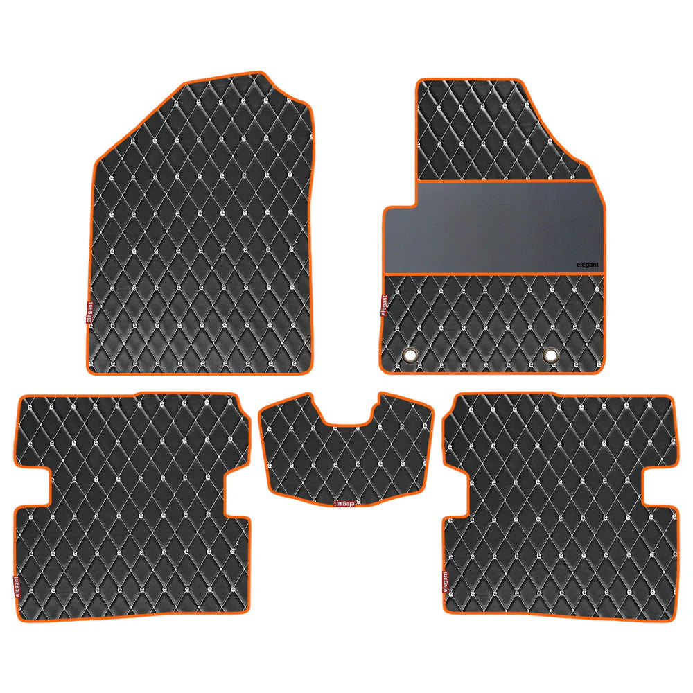 Luxury Leatherette Car Floor Mat For Hyundai Grand I10 In Black Orange  Colour | Elegant Auto Retail