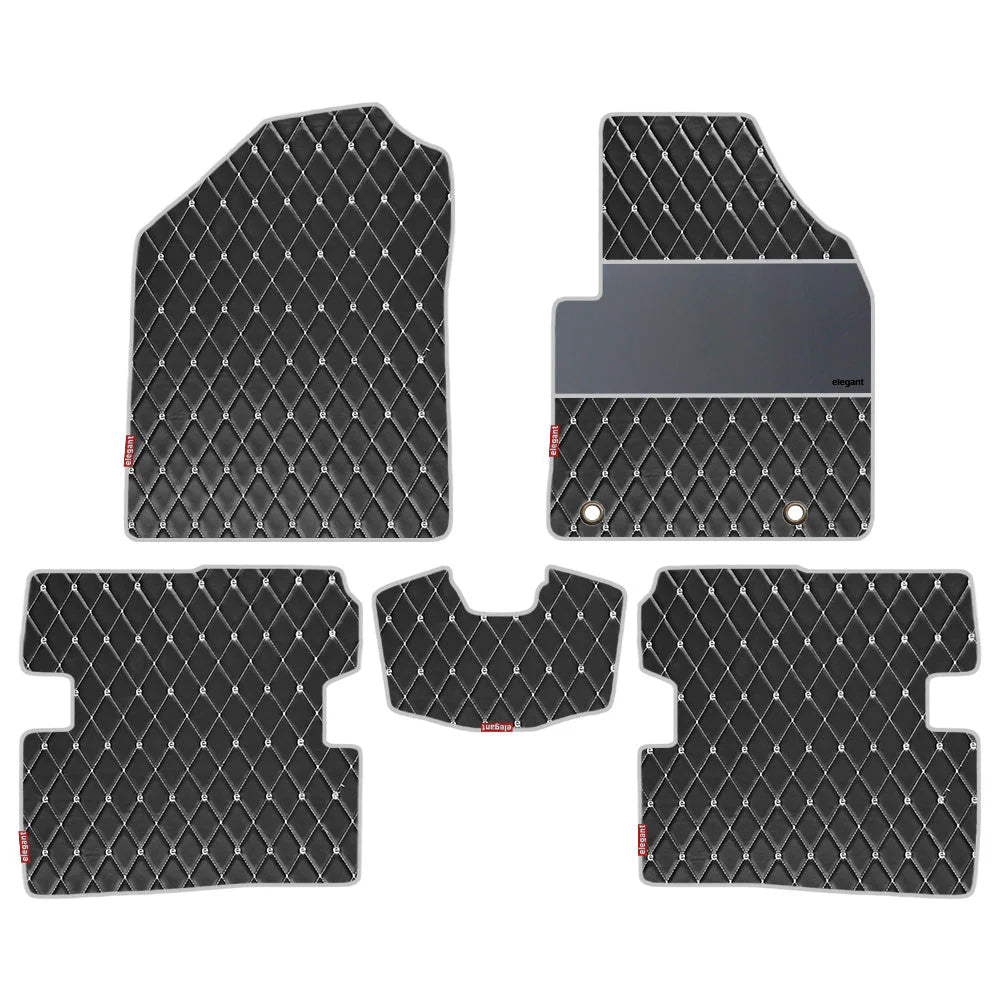 Luxury Leatherette Car Floor Mat For Hyundai Grand I10 In Black White Colour | Elegant Auto Retail