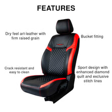 Load image into Gallery viewer, Vogue Star Art Leather Car Seat Cover For Maruti Celerio - Black Red | Elegant Auto Retail
