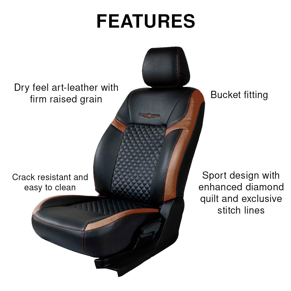 Vogue Star Art Leather Car Seat Cover For Tan Tata Nexon Black-Tan