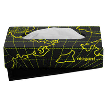 Load image into Gallery viewer, Nappa Leather Globe Tissue Box Black and Yellow
