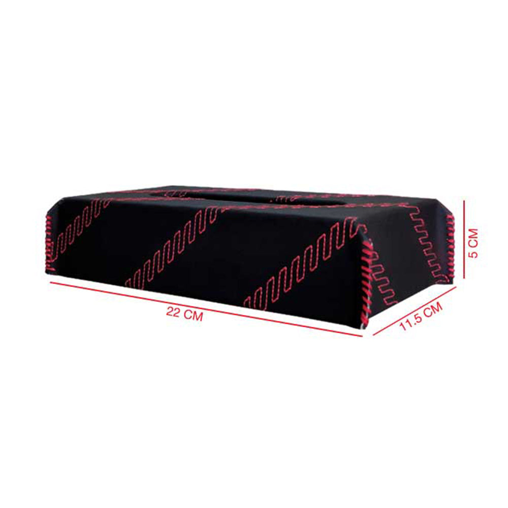 Nappa Leather Cross 2 Tissue Box Black and Red | Elegant Auto Retail 