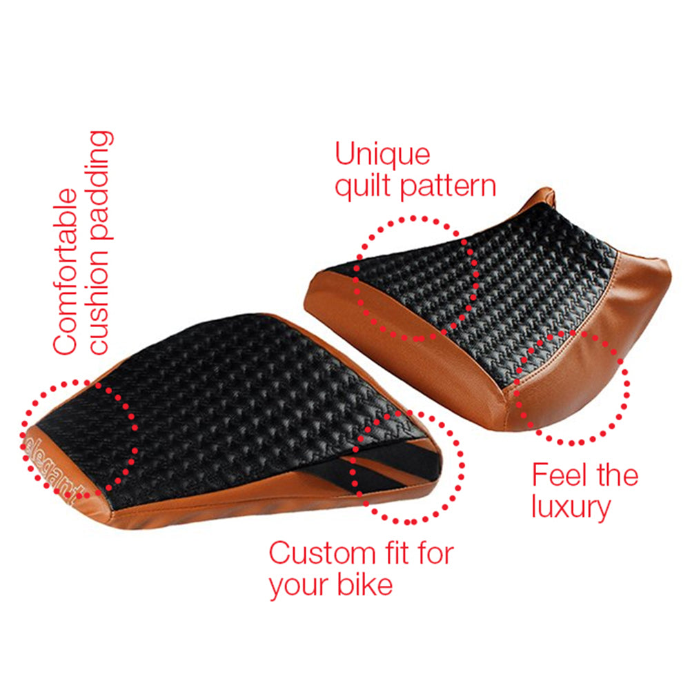 Rodeo Luxury Twin Bike Seat Cover Tan with Black Top for KTM Duke