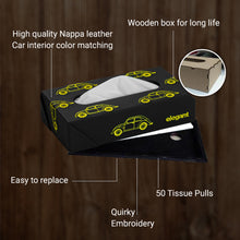 Nappa Leather Vintage 1 Tissue Box Black and Yellow | Elegant Auto Retail 