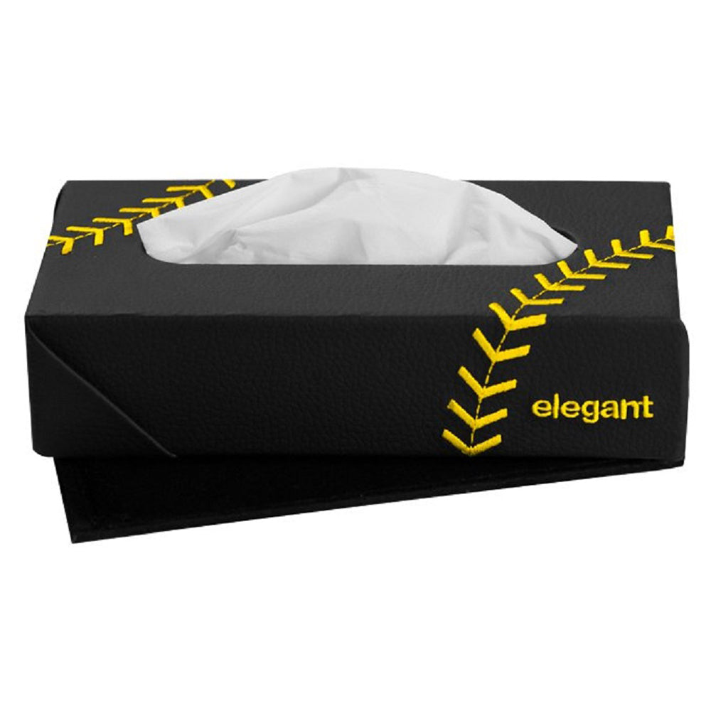 tissue-Nappa Leather Tissue Box Leaf Black and Yellow|Elegant Auto Retail