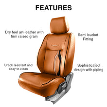 Load image into Gallery viewer, Features of Vogue Trip Plus Art Leather Bucket Fitting Car Seat Cover For Toyota Altis - Tan | Elegant Auto Retail
