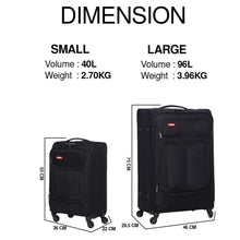 Load image into Gallery viewer, BLCK Trolley Luggage Bags Small and Large - Black
