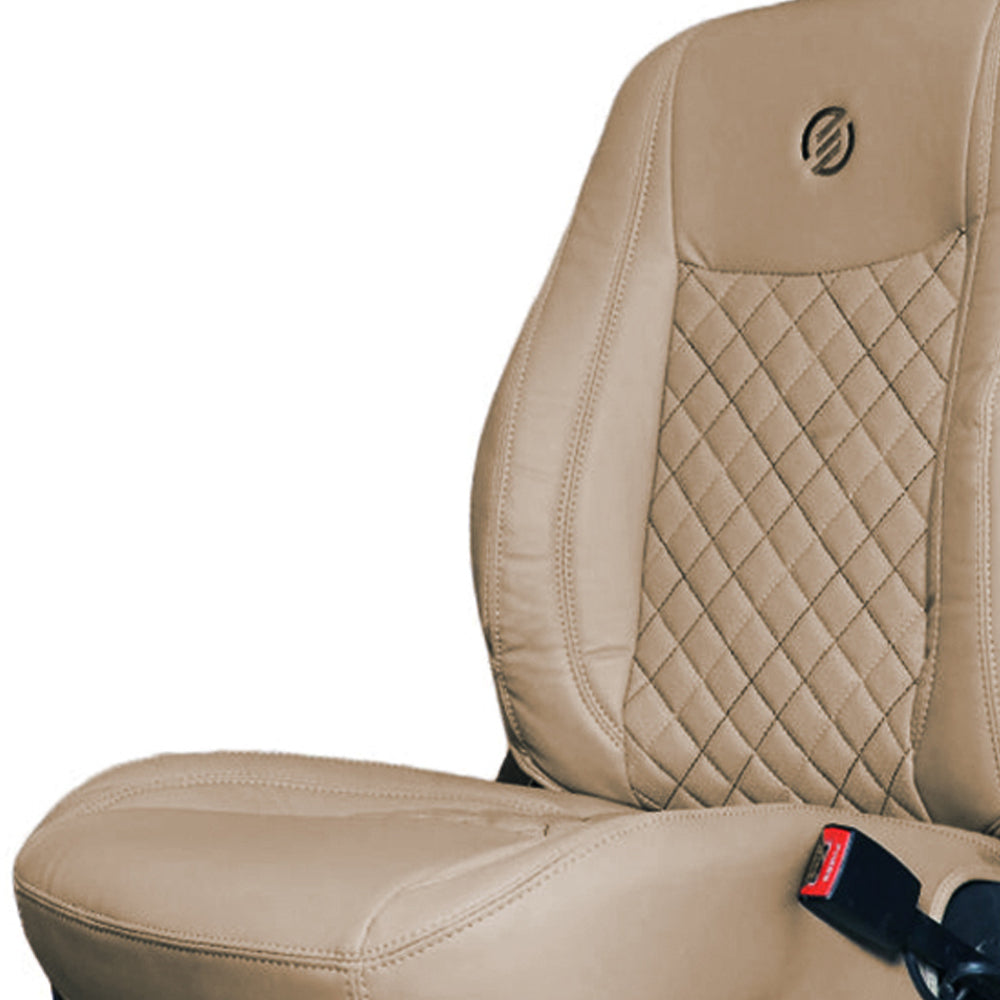 Venti 3 Perforated Art Leather Car Seat Cover For Skoda Kylaq - Beige | Elegant Auto Retail