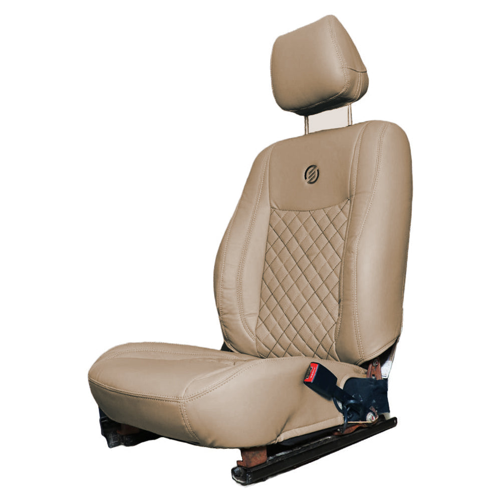 Venti 3 Perforated Art Leather Car Seat Cover For Skoda Kylaq - Beige | Elegant Auto Retail