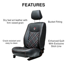 Load image into Gallery viewer, Features of Venti 3 Perforated Art Leather Car Seat Cover For Citroen Basalt - Black Red | Elegant Auto Retail
