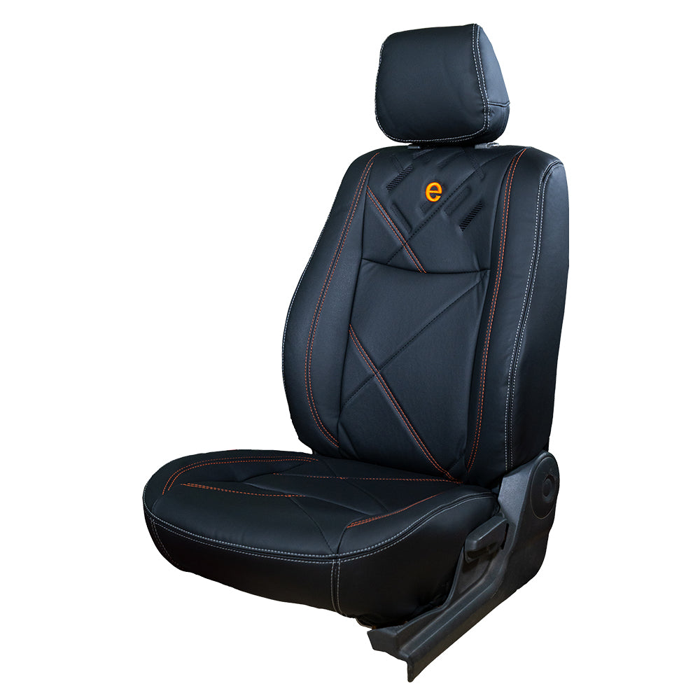 Victor Art Leather Seat Cover Black and Orange, Luxury Leather Seat Covers