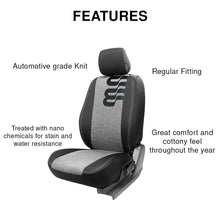 Load image into Gallery viewer, Features of Yolo Plus Fabric Car Seat Cover For Skoda Kylaq | in Black-Grey Colour | Elegant Auto Retail
