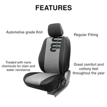 Load image into Gallery viewer, Features of Yolo Plus Fabric Car Seat Cover For Toyota Taisor | in Black Colour | Elegant Auto Retail
