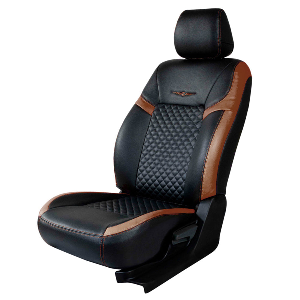 Vogue Star Art Leather Car Seat Cover For Tan Tata Nexon Black-Tan