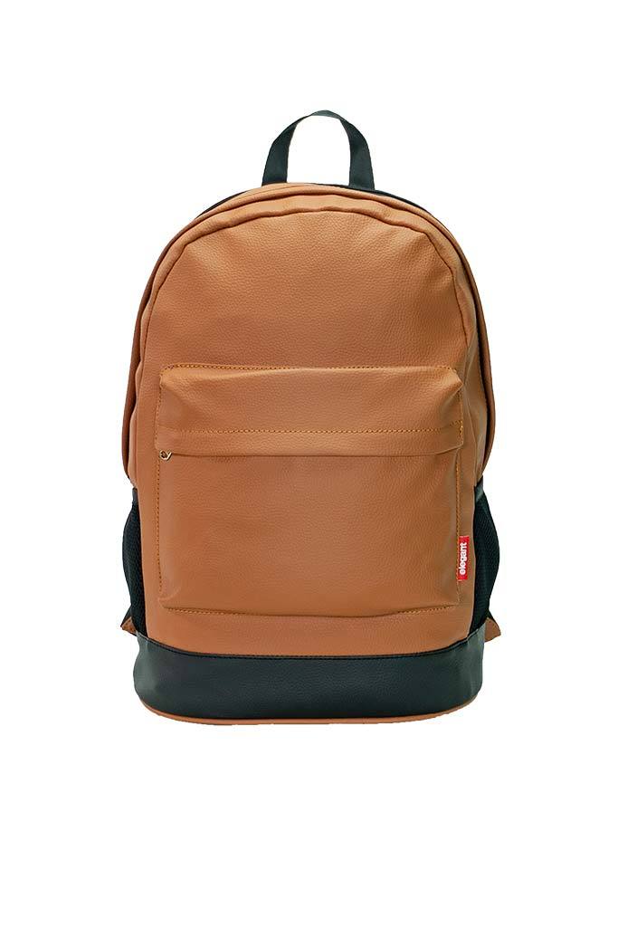 Leatherette Laptop Backpack & Bags Tan and Black