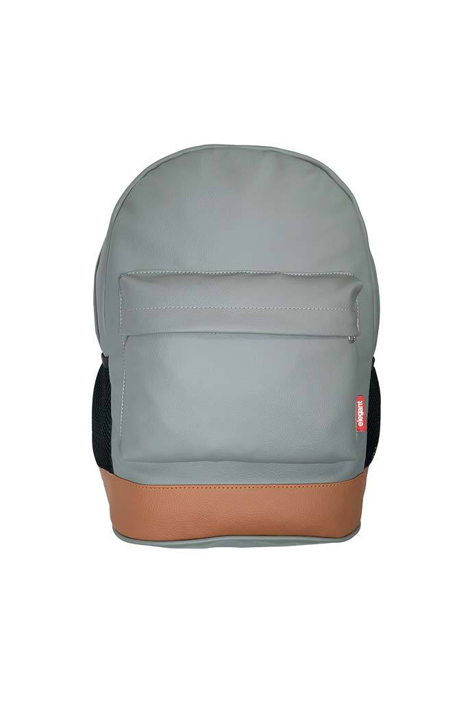 Leatherette Laptop Backpack & Bags Grey and Tan