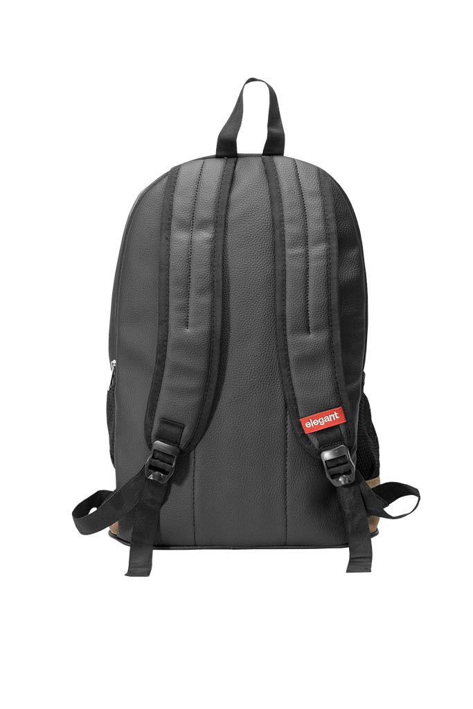 Leatherette Laptop Backpack & Bags Black and Tan