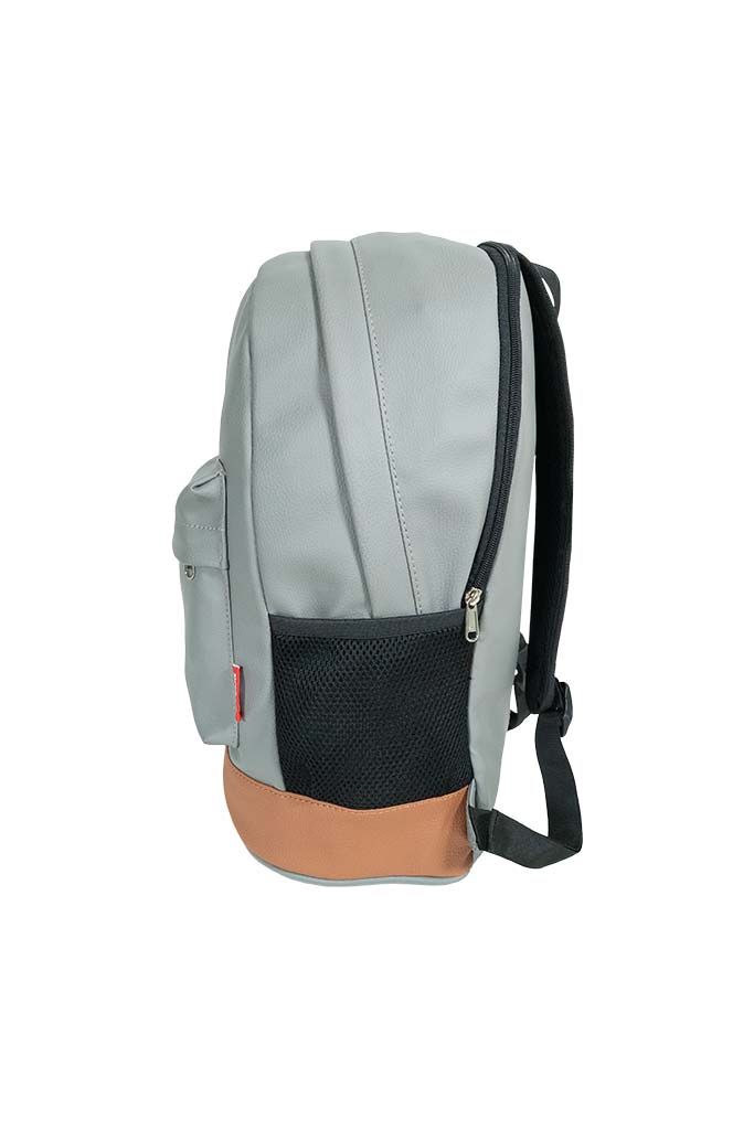 Leatherette Laptop Backpack & Bags Grey and Tan