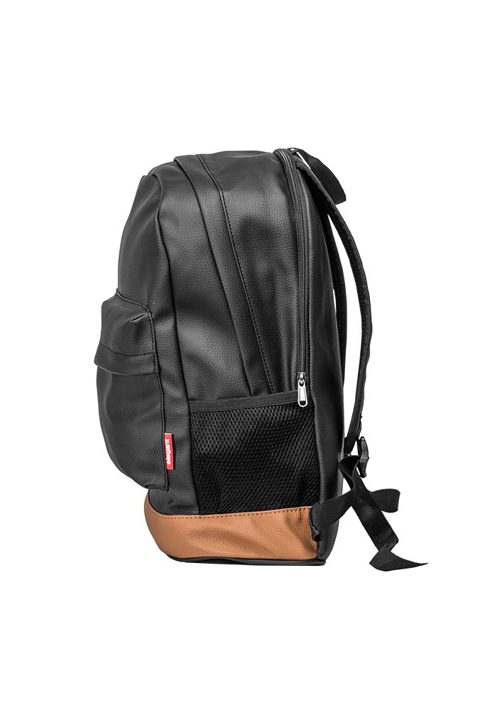 Leatherette Laptop Backpack & Bags Black and Tan