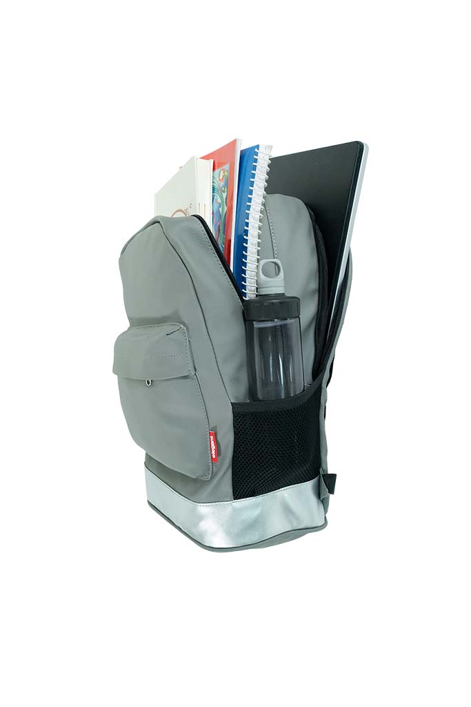 Leatherette Laptop Backpack & Bags Grey and Silver